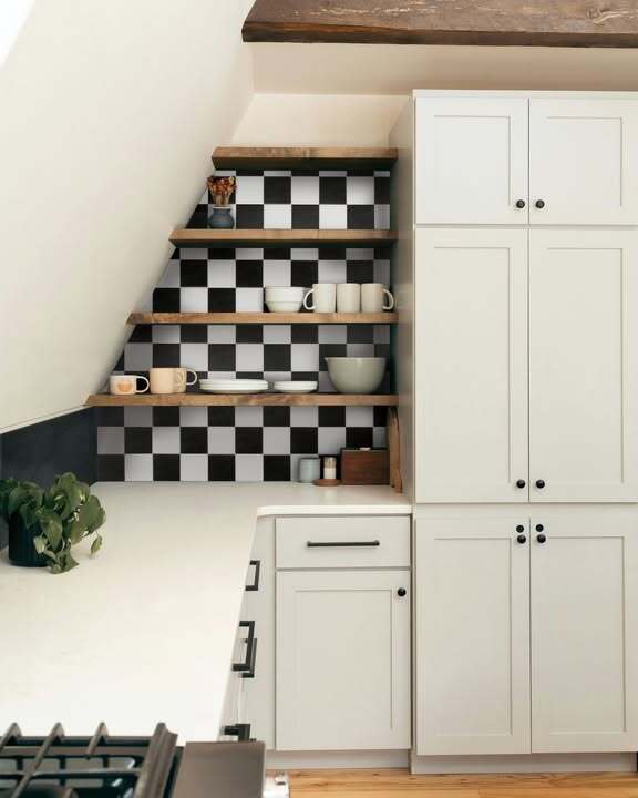 Chic Kitchen Corner with Checkered Charm