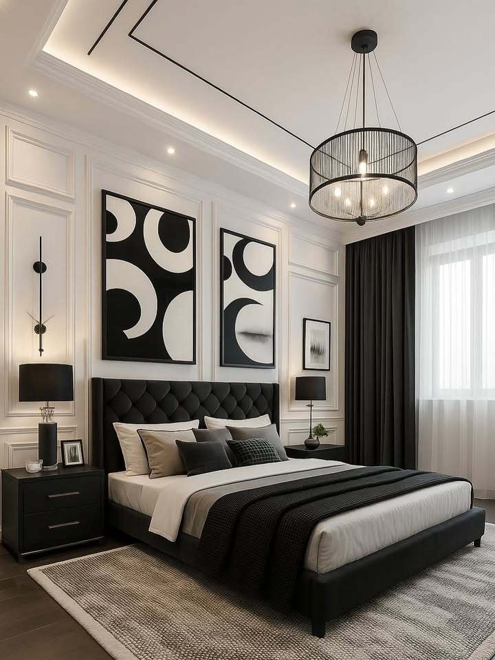 Sleek Serenity: Black and White Bedroom Bliss