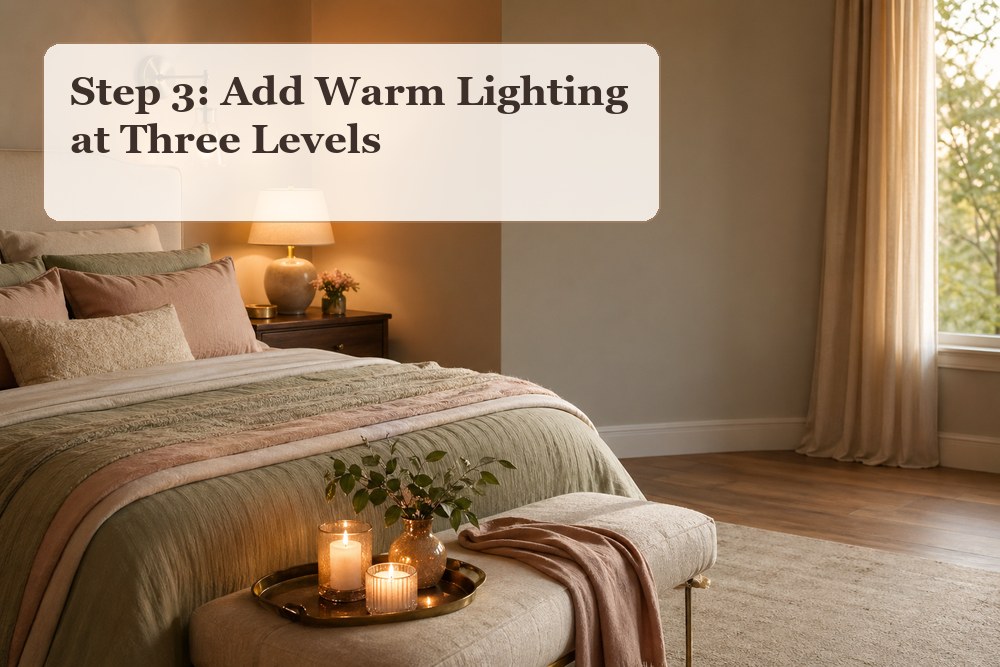 Step 3: Add warm lighting at three levels